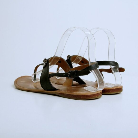 Coach Gracie Vintage Calf Turn Lock Semi Matte T Strap Sandal Black Women Size 8 - Picture 6 of 13